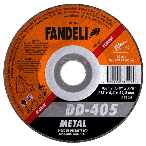 Disco de Desbaste DD-405, 4-1/2" X 1/4" X 7/8" código 76452